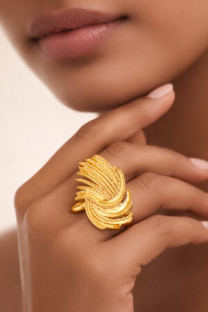 Demifine 18K Gold Plated Stainless steel Abstract Layered Adjustable Ring