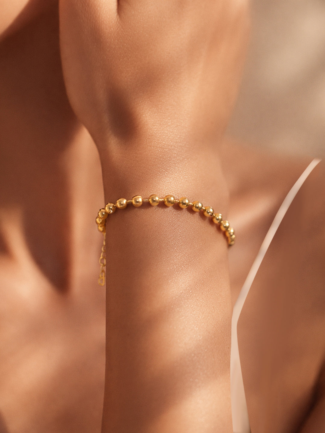 Demifine 18K Gold Plated Stainless steel Beaded Chain Bracelet