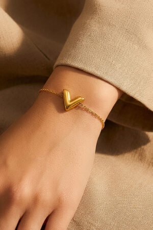 Demifine 18K Gold Plated Stainless steel Chevron V Shape Link Chain Bracelet