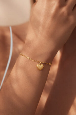 Demifine 18K Gold Plated Stainless steel Heart Twisted Chain Bracelet