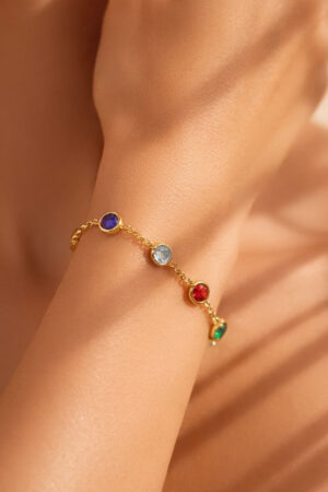 Demifine 18K Gold Plated Stainless steel Multicolor Zircon Chain Bracelet