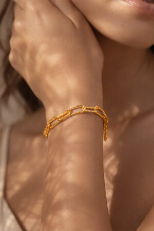 Demifine 18K Gold Plated Stainless steel Link Chain Statement Bracelet