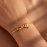 Demifine 18K Gold Plated Stainless steel Bow Knot Snake Chain Bracelet