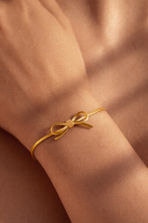 Demifine 18K Gold Plated Stainless steel Bow Knot Snake Chain Bracelet