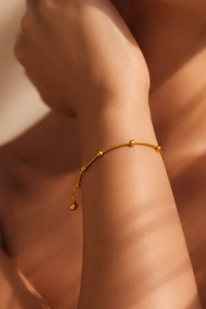 Demifine 18K Gold Plated Stainless steel Beaded Chain Bracelet