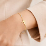 Demifine 18K Gold Plated Stainless steel Cross Bar Chain Bracelet