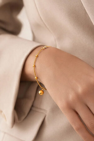 Demifine 18K Gold Plated Stainless steel Dual Chain Disc Charm Bracelet