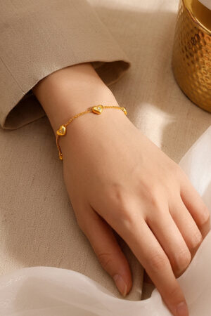 Demifine 18K Gold Plated Stainless steel Multi Heart Charm Bracelet