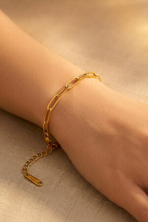 Demifine 18K Gold Plated Stainless steel Paperclip Link Chain Bracelet