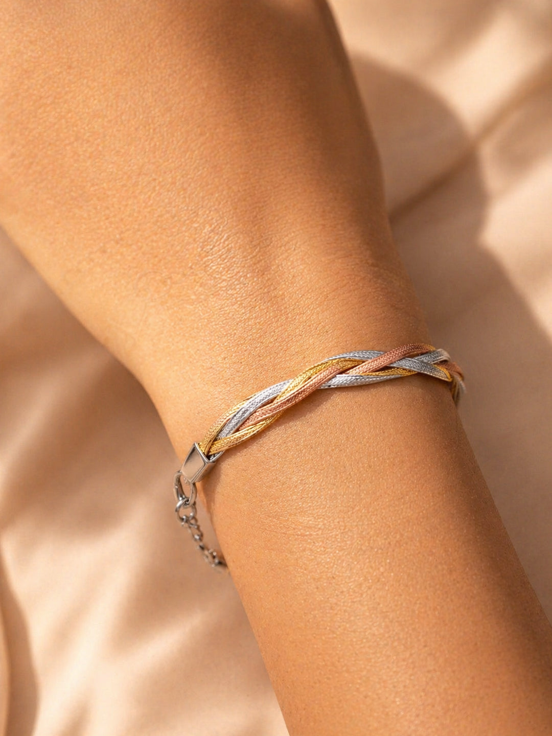 Demifine 18K Gold Plated Stainless steel Twisted Snake Chain Bracelet