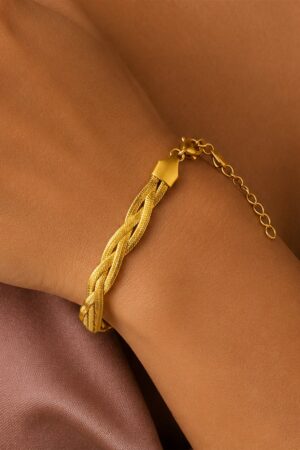 Demifine 18K Gold Plated Stainless steel Twisted Snake Chain Bracelet