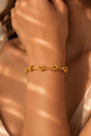Demifine 18K Gold Plated Stainless steel Knot Link Chain Bracelet