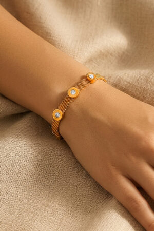 Demifine 18K Gold Plated Stainless steel Mesh Chain Roman Dial Bracelet