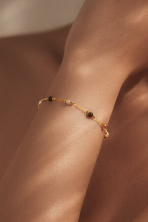 Demifine 18K Gold Plated Stainless steel Multicolor Beaded Chain Bracelet