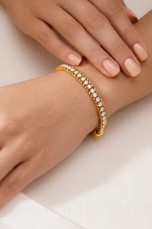 Demifine 18K Gold Plated Stainless steel Crystal Chain Bracelet