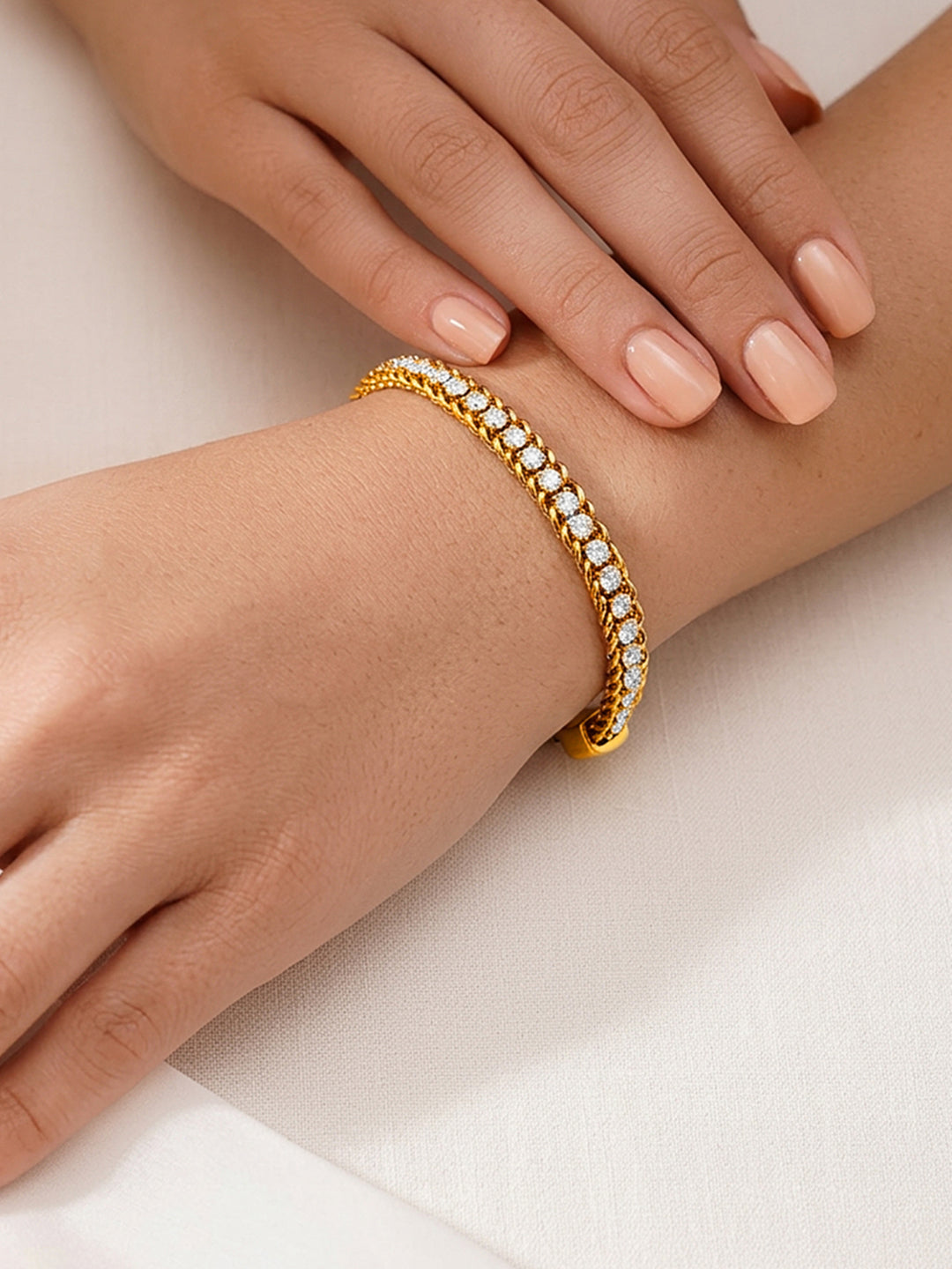 Demifine 18K Gold Plated Stainless steel Crystal Chain Bracelet