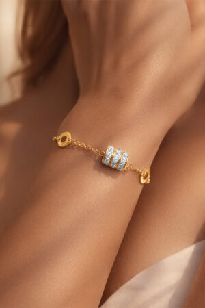 Demifine 18K Gold Plated Stainless steel Crystal Barrel Disc Chain Bracelet