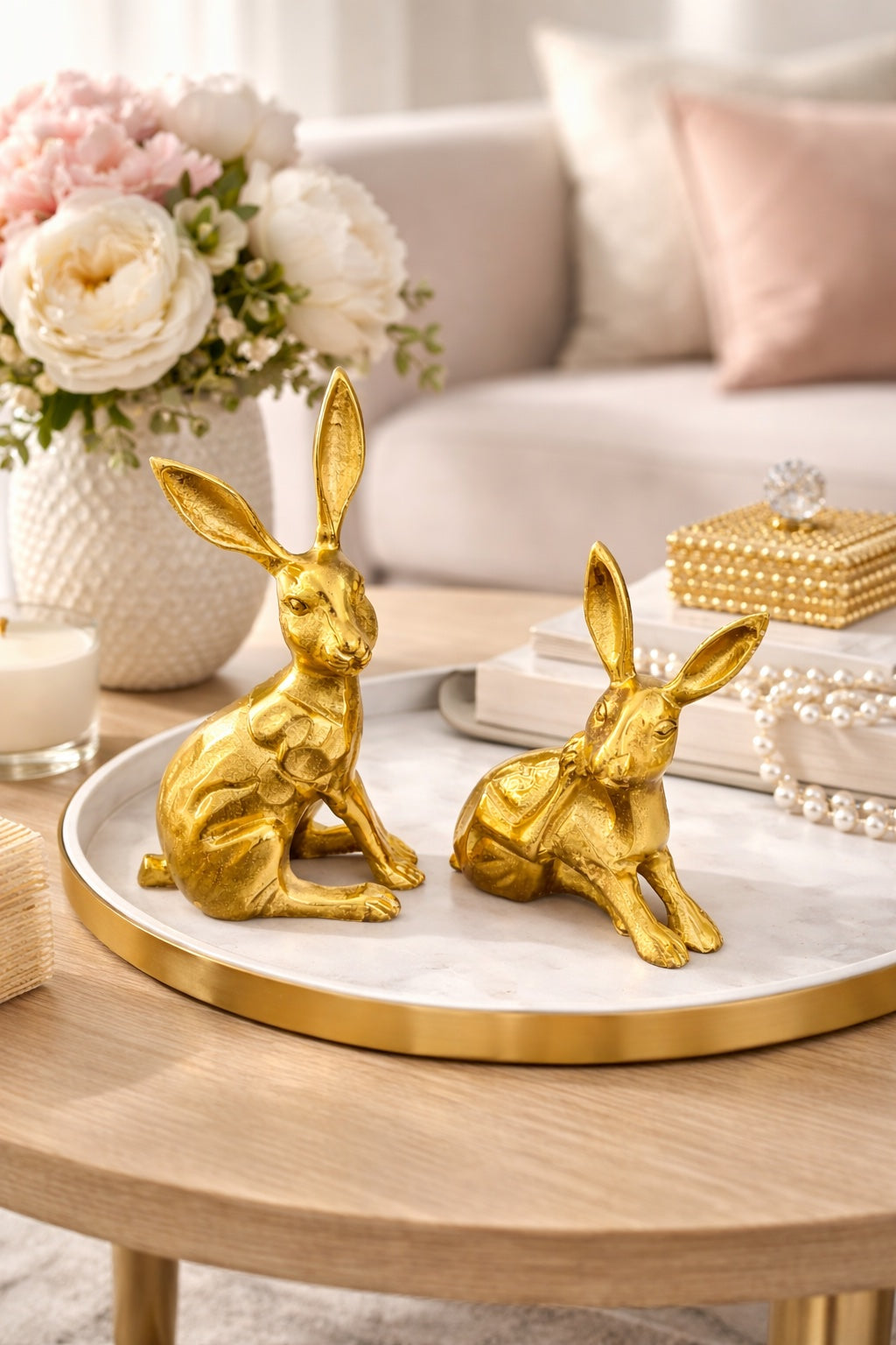 Luxury Gold Rabbit Showpiece ? Set of 2