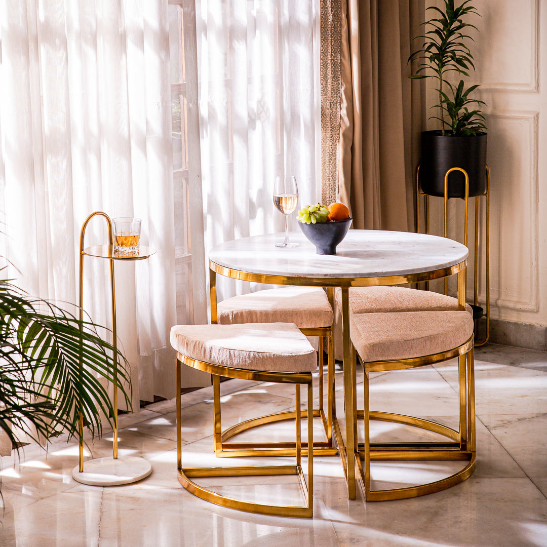 Terrence Coffee Table with 4 Accent Nesting Stools