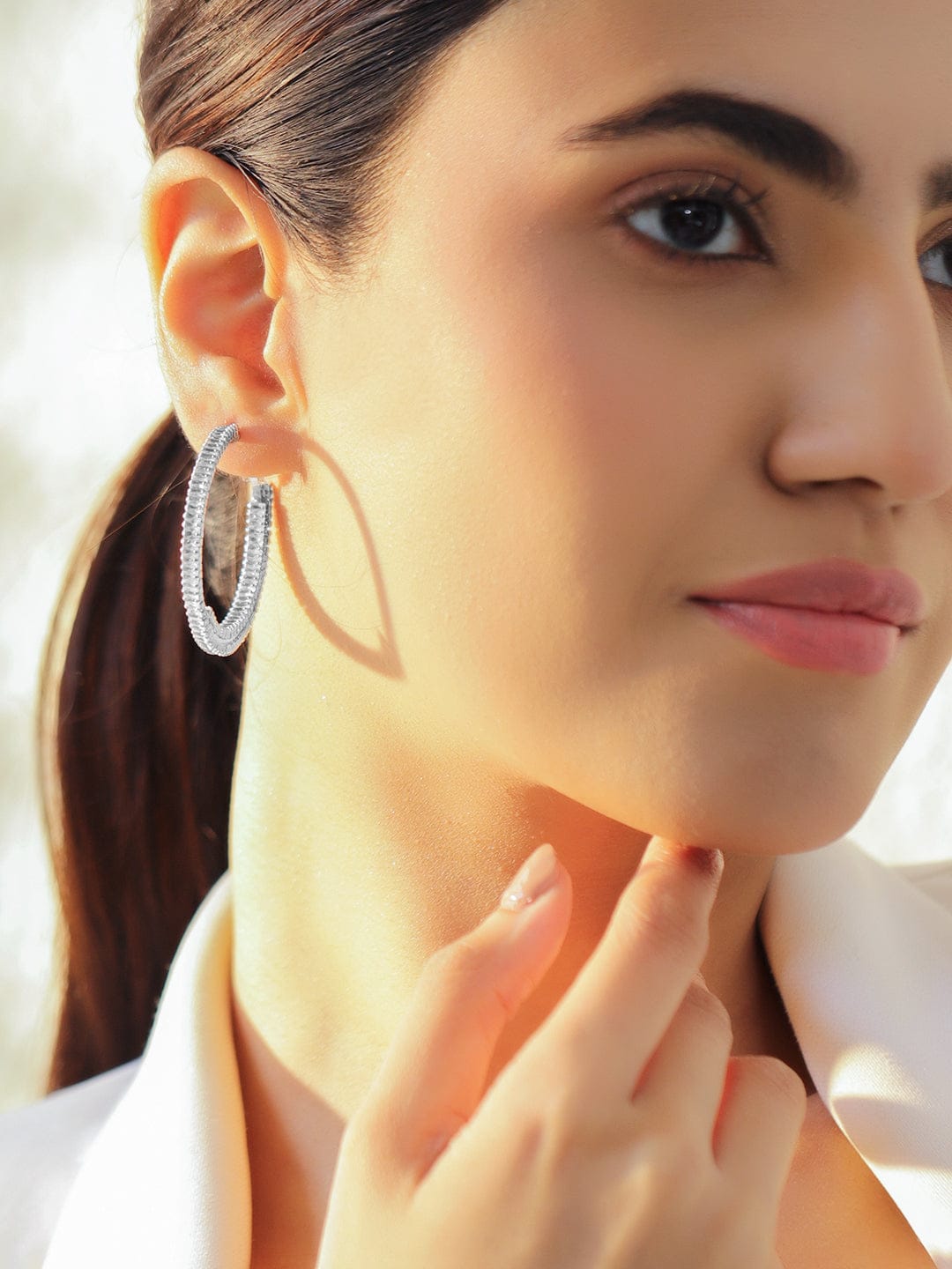 American diamond Zirconia studded hoop