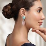 American Diamond Zirconia Pink & Blue Drop Earrings
