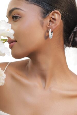 Chic Luxe Glow American Diamond Zirconia Half Round Studs