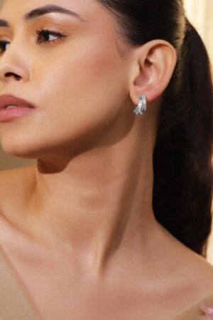 Everyday Glam White American Diamond Zirconia Hoops