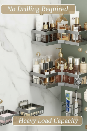 5-Piece Stick-On Bathroom Shelf Set