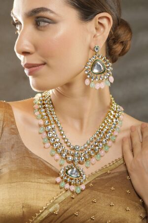 Pastel Hues Multicolour Kundan Necklace Set
