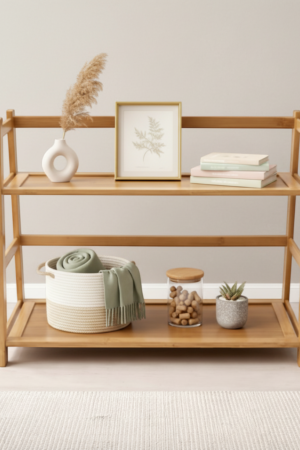 2-Tier Bamboo Countertop Rack ? Kitchen, Bathroom & Desk Organizer