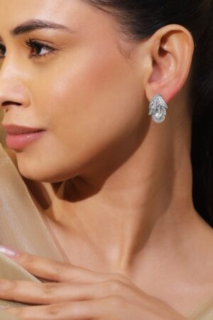 Radiant Leafy Pearl Drop Earrings
