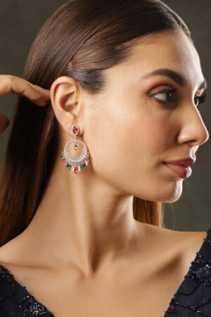 Vibrant American Diamond Zirconia Chandbali Earrings