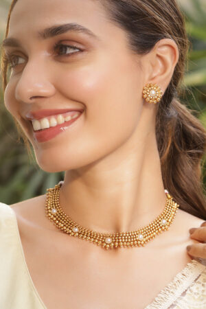 Majestic White Gold Plated Short Necklace Set