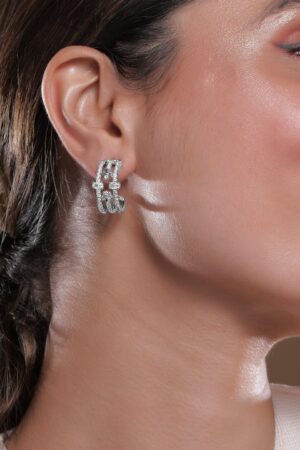 Soft Silver Shine American Diamond Zirconia Hoops
