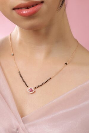 Pink Evil Eye American Diamond Zirconia Mangalsutra