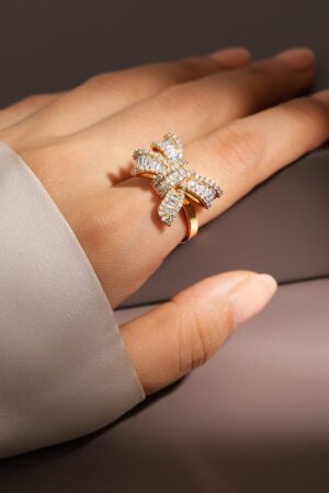 Baguette Studded Bow Ring