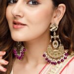 Black Pearll 18K Gold-Plated Large Chandbali Earrings with White Pearl Beaded Accents