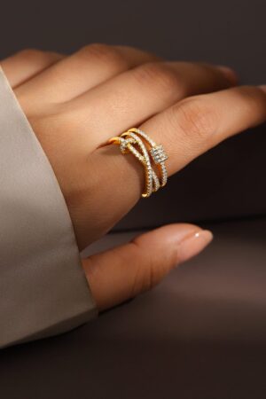 American Diamond Zirconia Gold Toned Ring