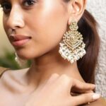 Lustrous American Diamond Zirconia Pearl Studded Chandbali