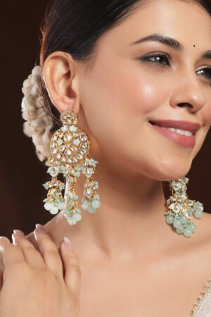 Minty Magic Kundan Danglers