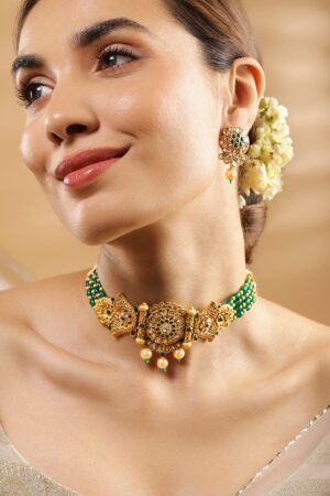 Gleaming Green Kundan Choker Set