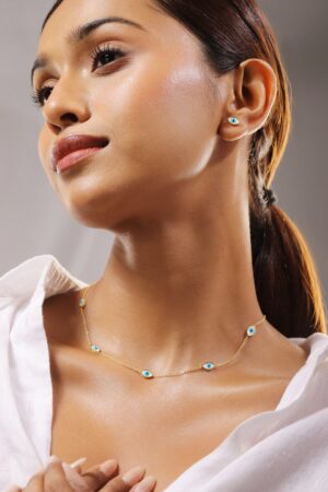 Evil Eye Motif Gold Necklace Set
