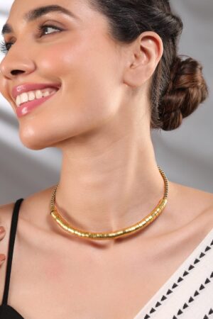 Gracefully Textured Golden Statement Choker