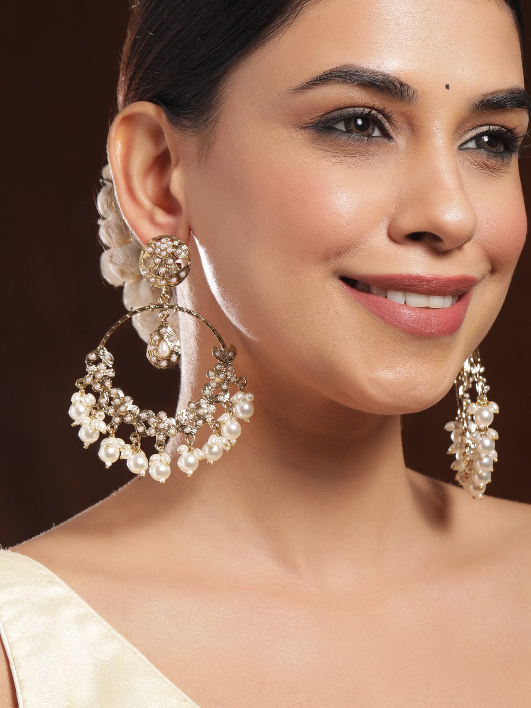 Royal Ivory Pearls Chandbali