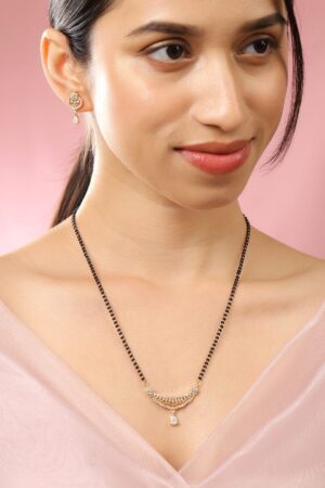 American Diamond Zirconia Gold Mangalsutra Set