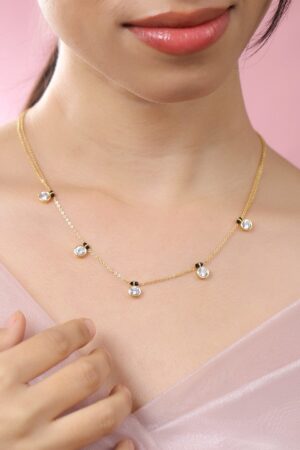 American Diamond Zirconia Studded Gold Mangalsutra