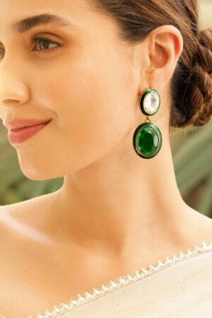 Opulent Green & White Drop Earrings