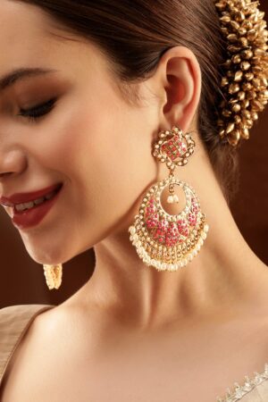 Pink Grace with Pearls Chandbali