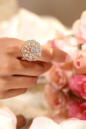 Floral American Diamond Zirconia Ring