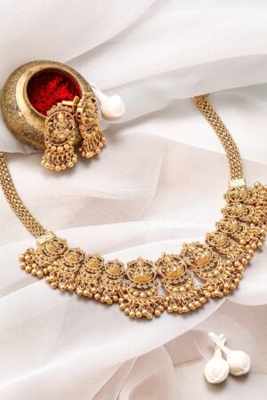 Laxmi Motif Temple Necklace Set
